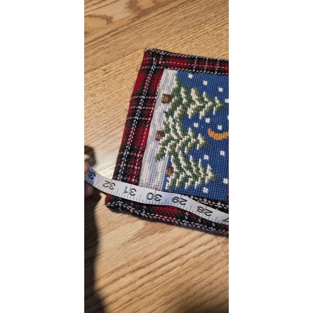 Vintage Christmas Card Holder Wall Hanging Needlepoint Santa Tree Nutcracker - Picture 2 of 3